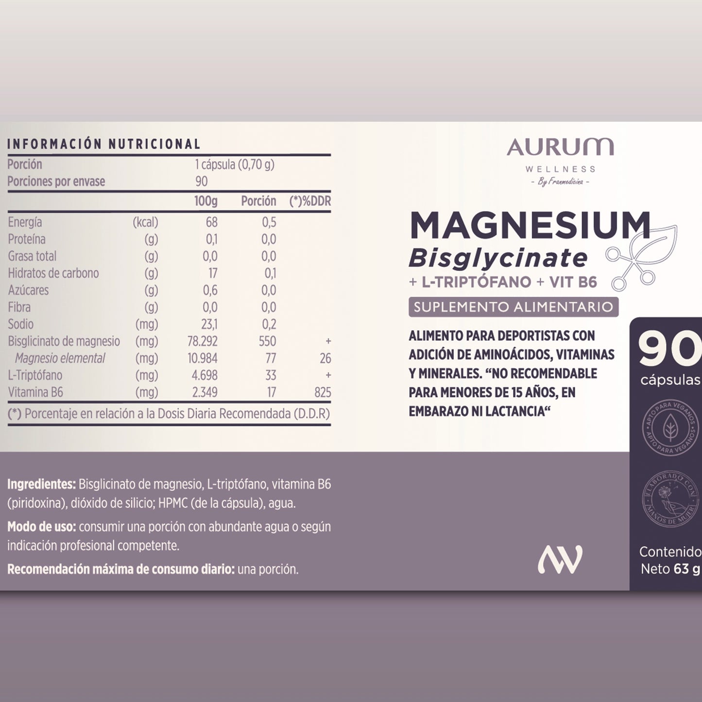 Magnesio Bisglicinato + L-Triptófano + Vit B6