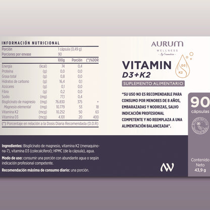 Vitamina D3 + K2 + Magnesio Bisglicinato
